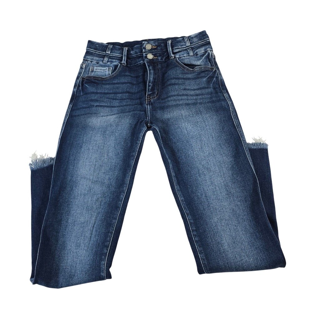 KanCan Signature High Rise Ankle Skinny Jeans Dark Wash Frayed Hem VBK1966AT 28